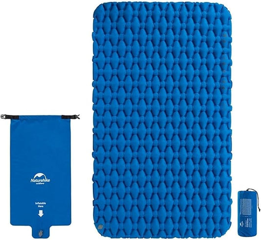 Naturehike Inflatable Double Camping Sleeping Pad, Ultralight Durable 2.55" Thickness Camping Mattress, Compact Air Mat for Hiking, Traveling, Backpacking&Outdoor (Blue)