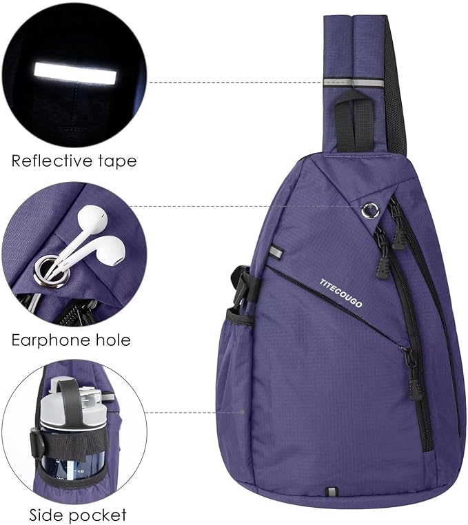 TITECOUGO Sling Bag Crossbody Shoulder Outdoor Travel Hiking Backpack for Women & Men