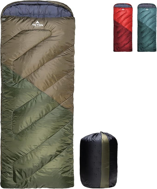 Teton Celsius Regular, -25F, 20F, 0F Degree Sleeping Bags, All Weather Bag for Adults and Kids, Camping Made Easy and Warm, Travel Sack Included