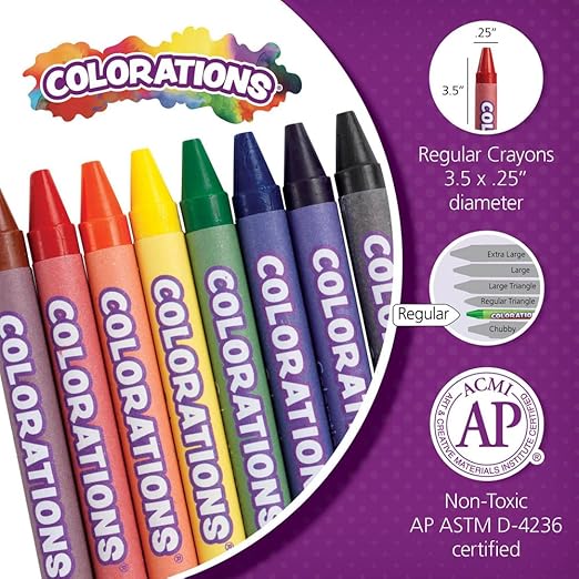 Colorations Regular Crayons , 16 Colors Per Set, 24 Sets, Each Set is Individually Packaged, Personalize & Decorate for Gifts, Arts & Craft Craft for Children, Kids Crafts for Home or the Classroom