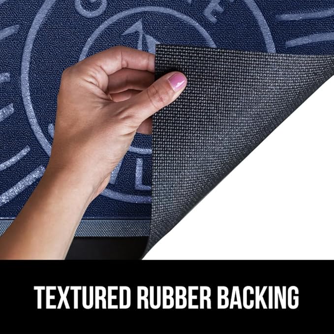 GORILLA GRIP 100% Waterproof All-Season WeatherMax Doormat, Durable Natural Rubber, Stain and Fade Resistant, Low Profile, Indoor Outdoor Door Mats, Easy Clean Patio Entrance Mat, 17x29, Blue Sailing