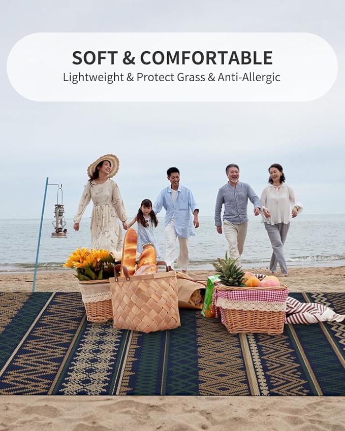 MontVoo Outdoor Rug Carpet Waterproof-Patio Rug Mat 5x8 Reversible RV Camping Rug Picnic Mat Plastic Straw Outside Rug for Balcony Porch Deck Beach-Boho Outdoor Area Rug for Patio Decor Colorful