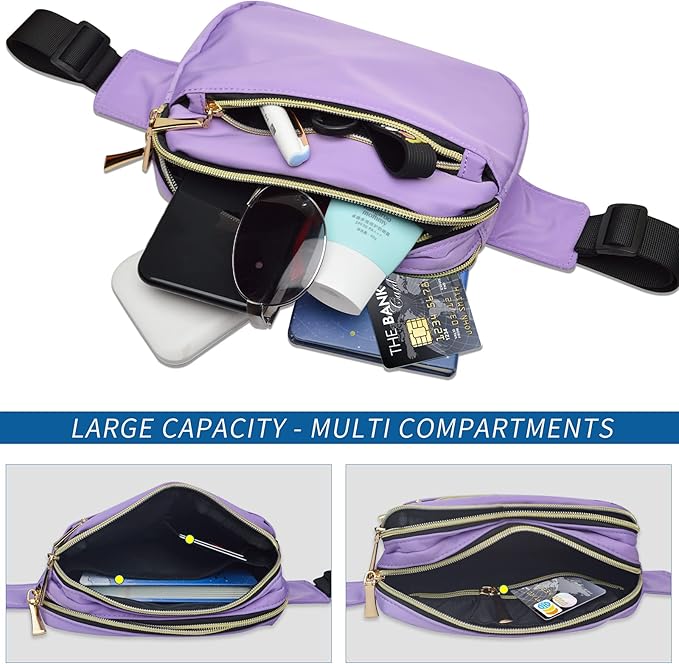 Fanny Packs for Women Men Fashion Plus Size Waist Pack Belt Bag Fanny Pack for Girls Boys with 5 Pockets Adjustable Belt, Cute Bum Bag Hip Bags for Travel Disney Running