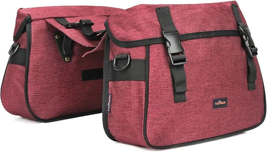 TOURBON Nylon Double Pannier Shoulder Bags Bicycle Rear Rack Trunk Motorcycle Tail Seat Bag (Purple)