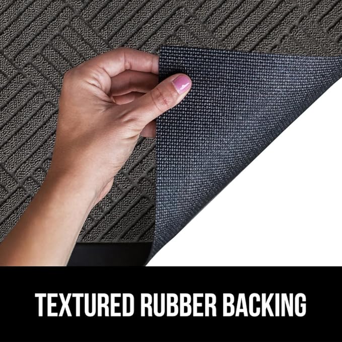 GORILLA GRIP 100% Waterproof All-Season WeatherMax Doormat, 47x35, Durable Natural Rubber, Stain and Fade Resistant, Low Profile, Indoor Outdoor Door Mats, Easy Clean Patio Entrance Mat, Gray Diamond
