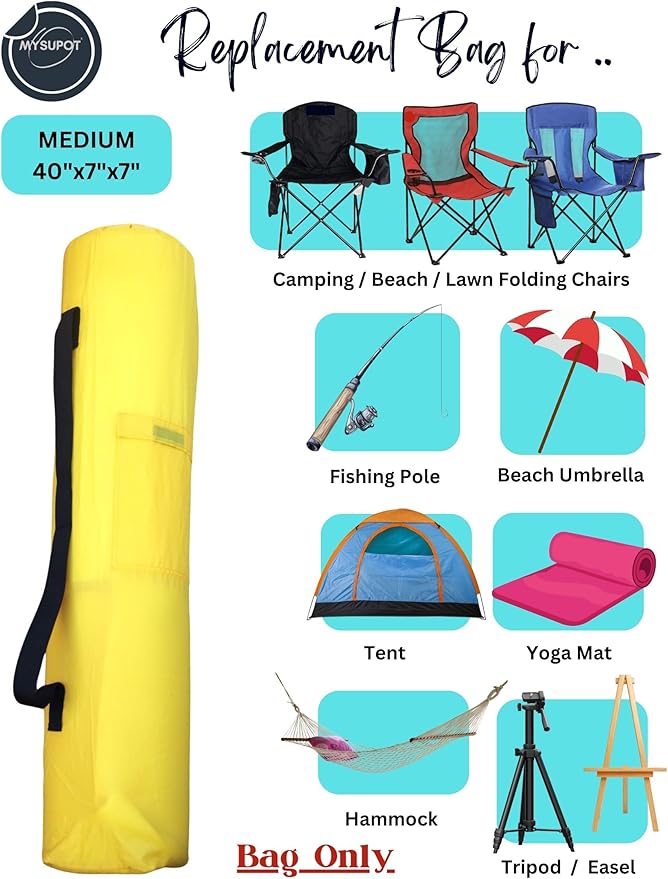 Replacement Bag for Folding Camping Chair, Portable Camp Chair, Hammock, Yoga Mat, Umbrella, Tents, Tripods, Fishing Poles - 420D Oxford Polyester Fabric