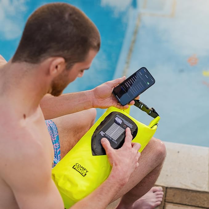 COMFY FLOATS Waterproof Dry Bag with Solar Bluetooth Speaker - 10L Roll Top Dry Sack Keeps Gear Dry for Men Women Kayaking, Beach, Rafting, Boating, Hiking, Camping and Fishing
