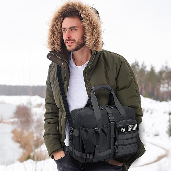 Tactical Travel Bag for Men Women, 15.6 Inch Laptop Bag Weekender Overnight Bag Carry on Bags for Airplane for Travel, Trip, Gym, Yoga with Adjustable Shoulder Strap Black