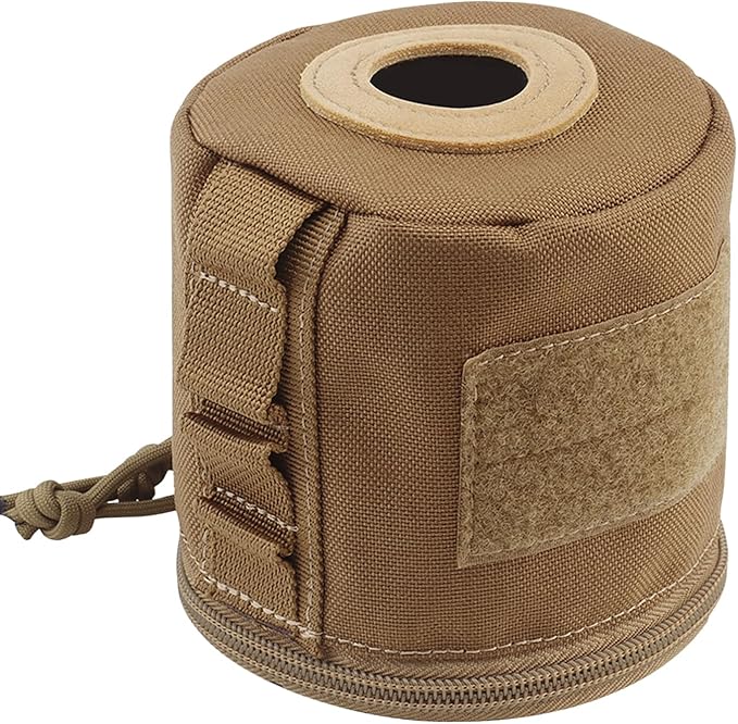 AOUTACC Tactical Roll Paper Storage Bag,Toilet Roll Paper Storage Holder with Molle Mounting Strap,Tissue Cover Organizer for Outdoor Camping,Hiking,Tactical Game-Brown