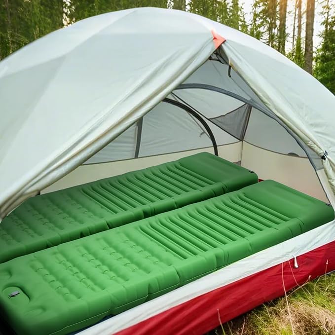 INVOKER 5.12" Camping Sleeping Pad with Built-in Foot Pump, Ultralight Inflatable Camping mat, for Camping, Backpacking, Hiking, Car Travel, Tent, Picnic, Beach, Green