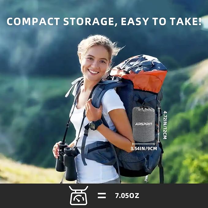 Inflatable Camping Pillow Ultralight Adjustable Firmness, TPU Travel Pillow for Neck & Lumbar Support, Hiking, Backpacking, Airplane, Car Travel & Beach with Removable Washable Cover (Black)