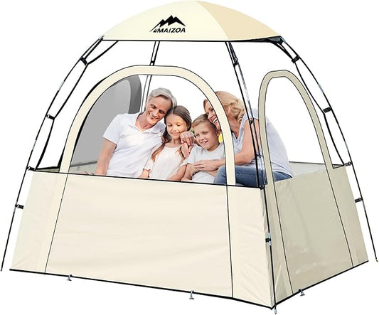 Sports Tent, 2-3 Person Outdoor Tent, 540° Transparent View,Waterproof/Coldproof, with Removable Top Cover, for Watching Sporting Events, Camping, Outdoor Activities (Khaki&Black) (Khaki)