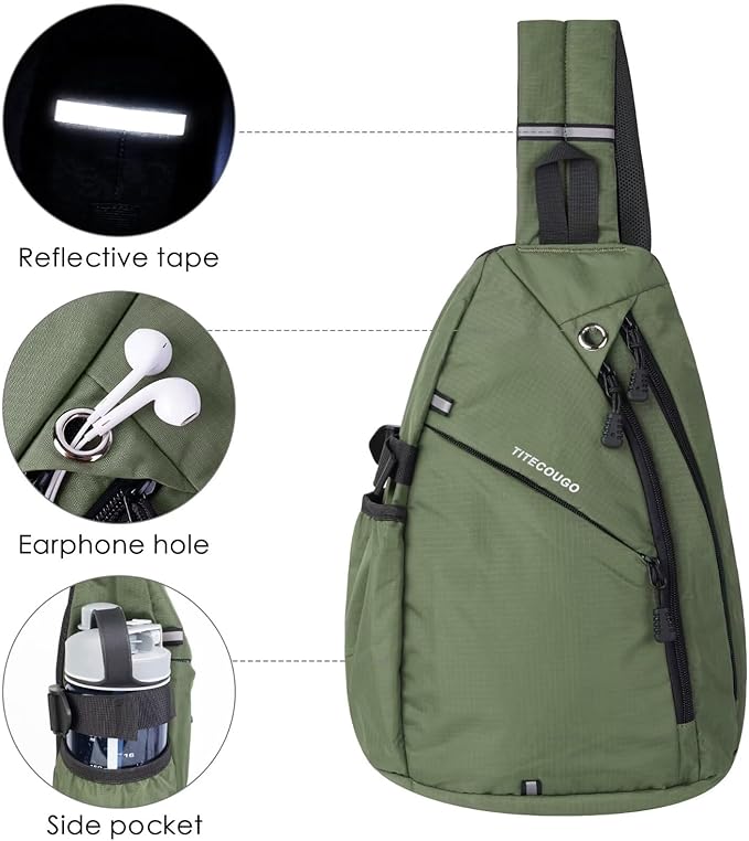 TITECOUGO Sling Bag Crossbody Shoulder Outdoor Travel Hiking Backpack for Women & Men
