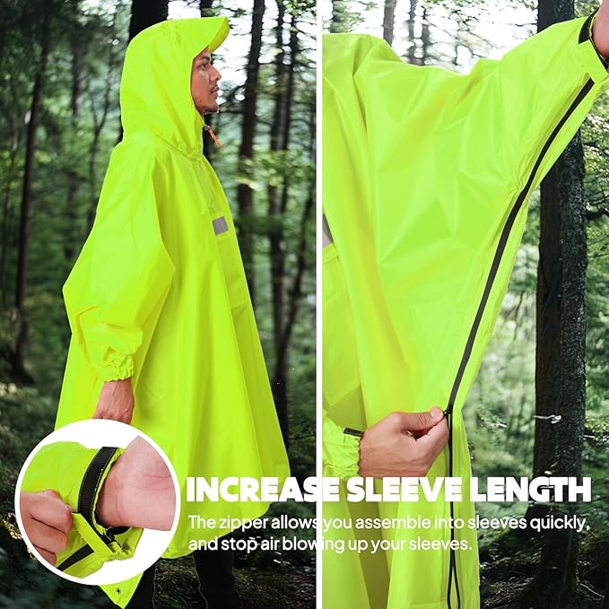ANYOO Hooded Rain Poncho for Adults Waterproof Lightweight Rain Coat for Men Women Reusable Rain Jacket for Emergency Outdoor
