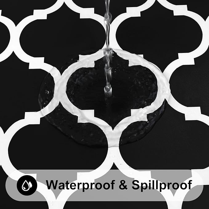 Smiry Rectangle Picnic Table Cover, Waterproof Elastic Fitted Camping Tablecloths for 6 Foot Tables, Wipeable Flannel Backed Vinyl Tablecloth Protector for Indoor, Outdoor (Black, 36x72 Inches)