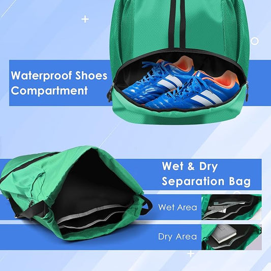 BROTOU Soccer Bags, Football Backpack, Volleyball Bag, Drawstring Soccer Backpack with Ball and Shoe Compartment