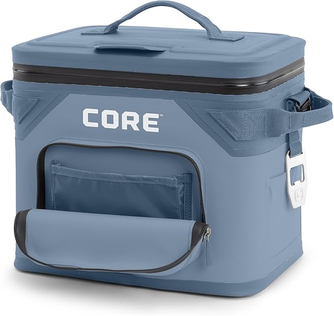 CORE Magnetic Leak Proof Soft Cooler with Waterproof Zipper | Insulated Bag Portable Ice Chest Box | Best Soft Cooler for Food & Beverages for Tailgating, Car Camping, Travel, and Family Beach Picnics