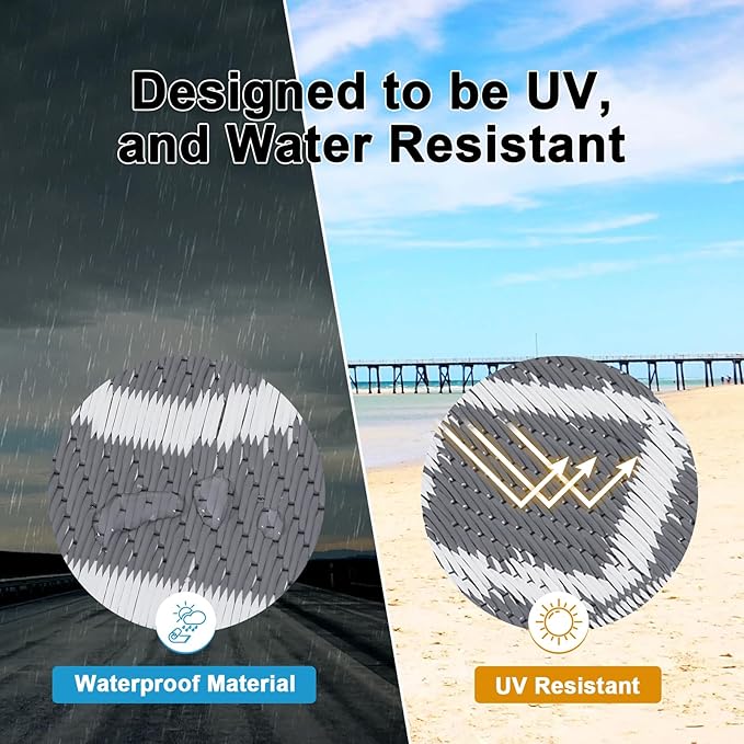 HEBE Outdoor Rug 9'x12' for Patios Waterproof Clearance Reversible Patio Mat Plastic Straw Rug RV Camping Mat Outside Area Rug Carpet for Camping RV,Porch,Deck,Balcony,Camper,Backyard