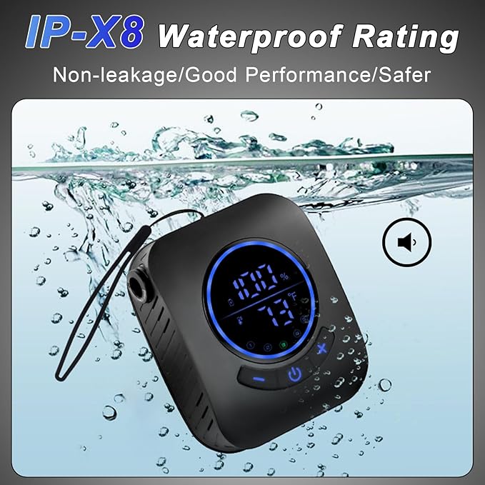 Portable Shower for Camping - 8000mAh Rechargeable Outdoor Shower Pump with 5 Pressure Modes, LED Display, IPX8 Waterproof, Lightweight Design for Hiking, Travel, Pet Cleaning, and Emergency