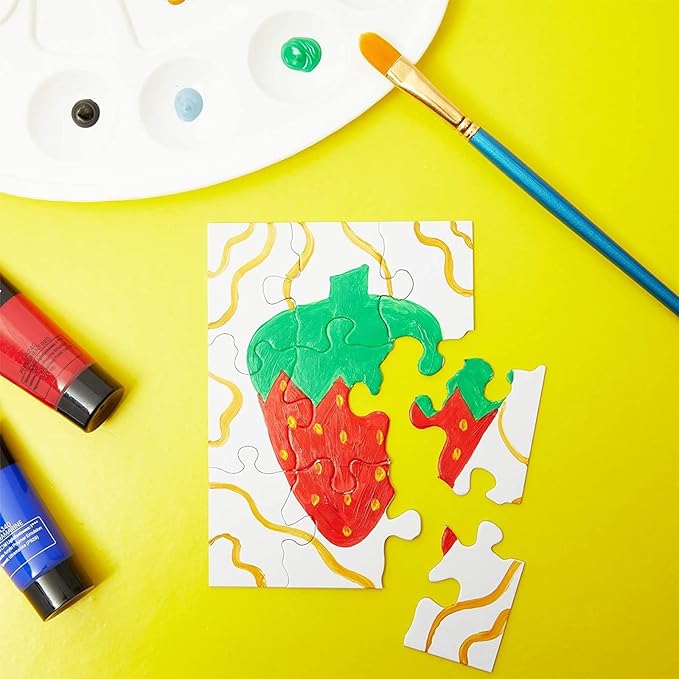 Bright Creations 24 Sheets Blank Puzzles to Draw On Bulk, 5.5 x 4 Inch Jigsaw Puzzle Pieces for DIY, Arts and Crafts Projects