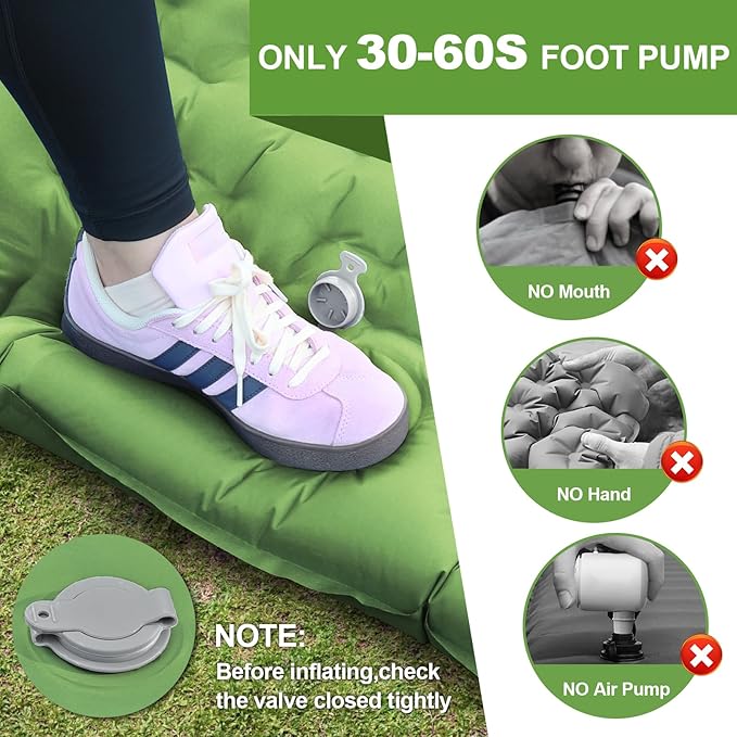 Camping Sleeping Pad,5.5" Extra Thick Inflatable Sleeping Pads with Pillow Built-in Foot Pump Sleeping Mat Compact for Camping, Backpacking, Hiking,Traveling Tent