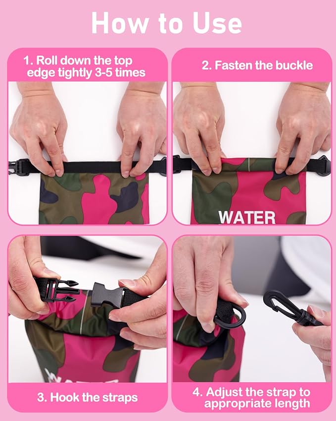 babygoal Waterproof Wet Bag and Dry Bag, Roll Top Waterproof 2L Backpack Sack for Travel,Swimming,Kayaking, Beach, Rafting, Boating, Hiking, Camping and Fishing