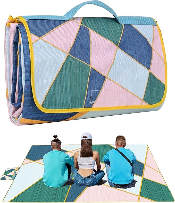Picnic Blanket, Foldable Waterproof Sand Mat,80" x 80" Extra Large Picnic Blanket,Outdoor Mat Beach Blanket for Camping Hiking Travel Family Concerts