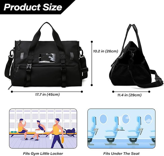 Gym Bag for Women, Yoga Mat Bag with Shoes Compartment & Wet Dry Pockets & Adjustable Yoga Mat Holder