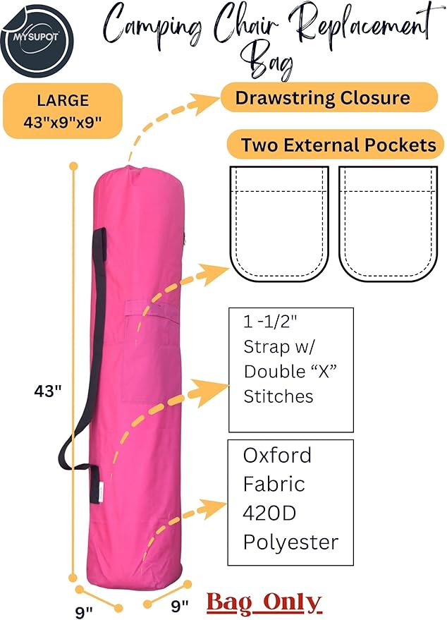 Replacement Bag for Folding Camping Chair, Portable Camp Chair, Hammock, Yoga Mat, Umbrella, Tents, Tripods, Fishing Poles - 420D Oxford Polyester Fabric
