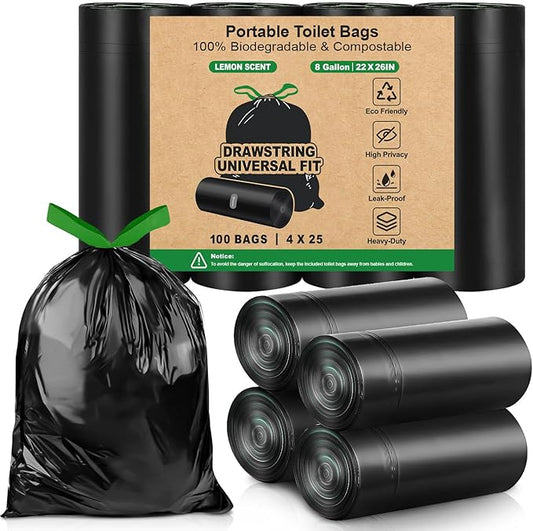 Camping Toilet Bags Poo Gel Set, Portable Toilet Bags with Camping Toilet Gel, Composting Toilet Bags Poo Gel for Portable Toilet Camping Outdoor Hiking Emergency Toilet