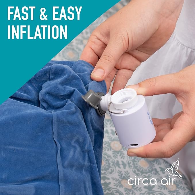 CIRCA AIR Mini Portable Air Pump for Inflatables, Mini Air Pump for Mattress Sleeping Pad, Rechargeable USB Small Air Pump, Travel Vacuum Pump, Tiny Portable Inflator Pump, Pool Float Pump for Toys