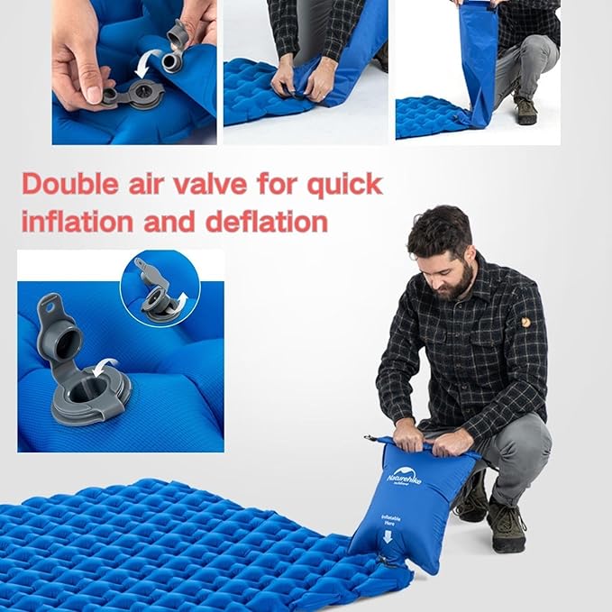 Naturehike Inflatable Double Camping Sleeping Pad, Ultralight Durable 2.55" Thickness Camping Mattress, Compact Air Mat for Hiking, Traveling, Backpacking&Outdoor (Blue)