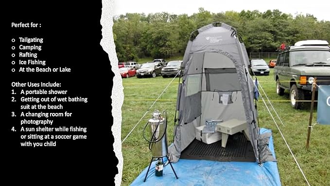 Spacious Portable Privacy Tent for Outdoor Showers, Changing Room & Compatible for Cleanwaste Camping Toilet - Surfing, Beach, Hiking, Ice Fishing & More - 6 ½ Ft. Tall with 4”x4”of FloorSpace