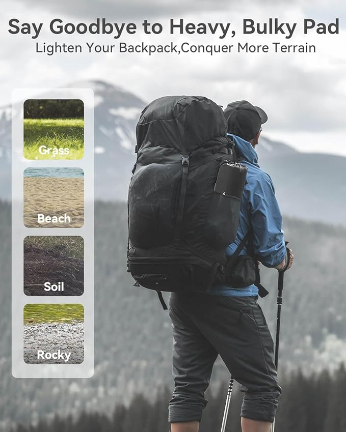 Hikenture Double Sleeping Pad for Camping, 4" Extra-Thick Camping Mattress 2 Person, Inflatable & Ultralight Sleeping Mat for Backpacking, Hiking (Grey Pumpsack, Full XL)