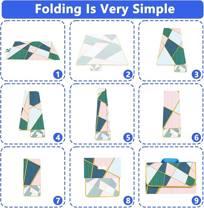 Picnic Blanket, Foldable Waterproof Sand Mat,80" x 80" Extra Large Picnic Blanket,Outdoor Mat Beach Blanket for Camping Hiking Travel Family Concerts