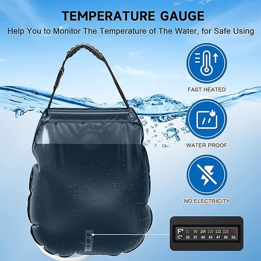 Solar Shower Bag, Solar Heating Camping Shower Bag, 5Gal(20L) Portable Camping Shower Bag, with Removable Hose and On-Off Switchable Shower Head, for Outdoor Traveling/Climbing/Hiking/Beach/Swimming