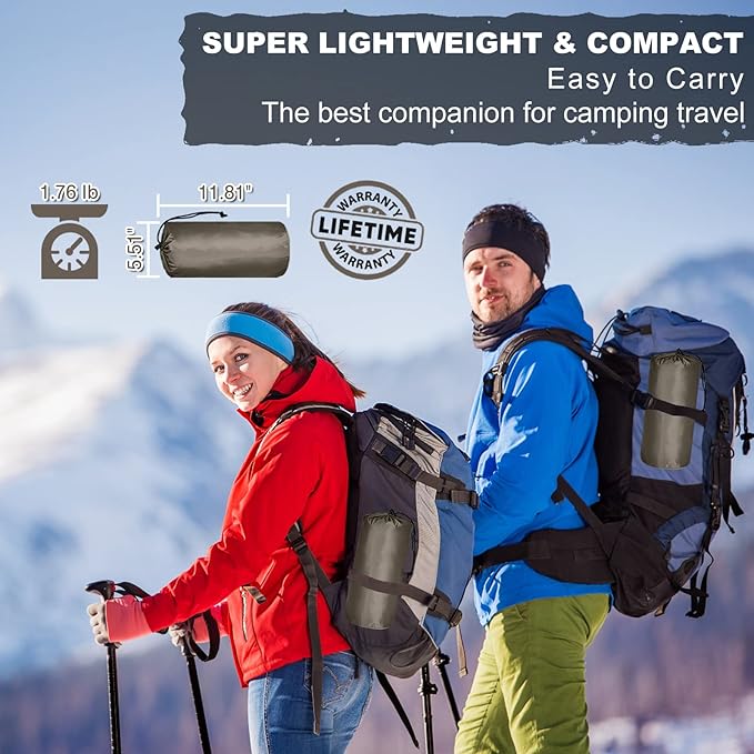 MEETPEAK Camping Pad, Foot Press Inflatable Sleeping Pad Thick 4 Inch Lightweight Camping Sleeping Mat Ultralight Compact Waterproof Air Mattress for Outdoor Hiking Hammock Backpacking Sleeping Bag