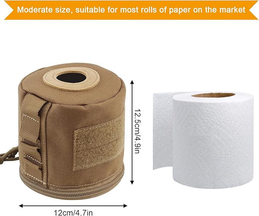 AOUTACC Tactical Roll Paper Storage Bag,Toilet Roll Paper Storage Holder with Molle Mounting Strap,Tissue Cover Organizer for Outdoor Camping,Hiking,Tactical Game-Brown