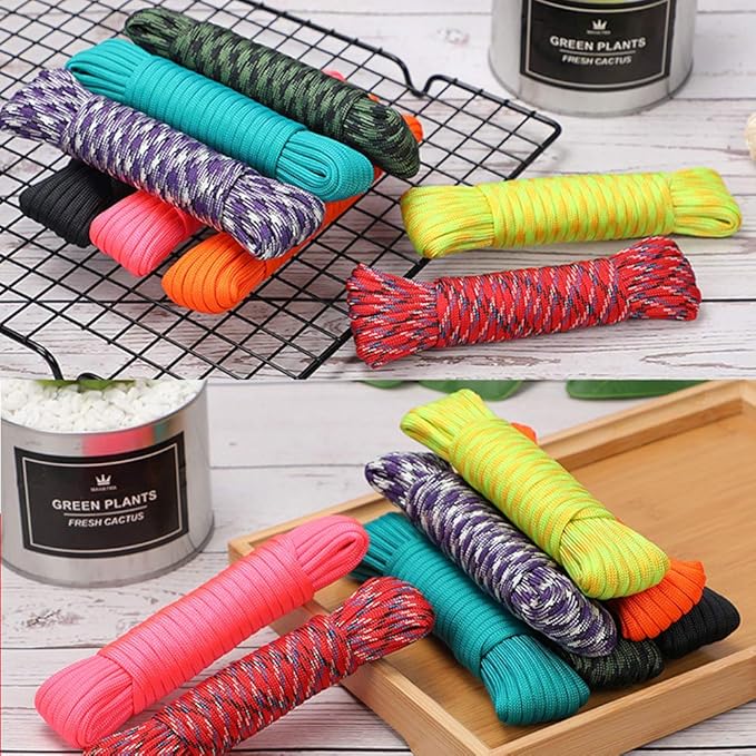 56Pcs 28 Color 10 Ft Paracord Cord 550 Bracelets Kit Vankcp Crafting Multifunction Ropes with Buckles for Lanyards Keychain Survival Rope DIY Manual Braiding Supplies