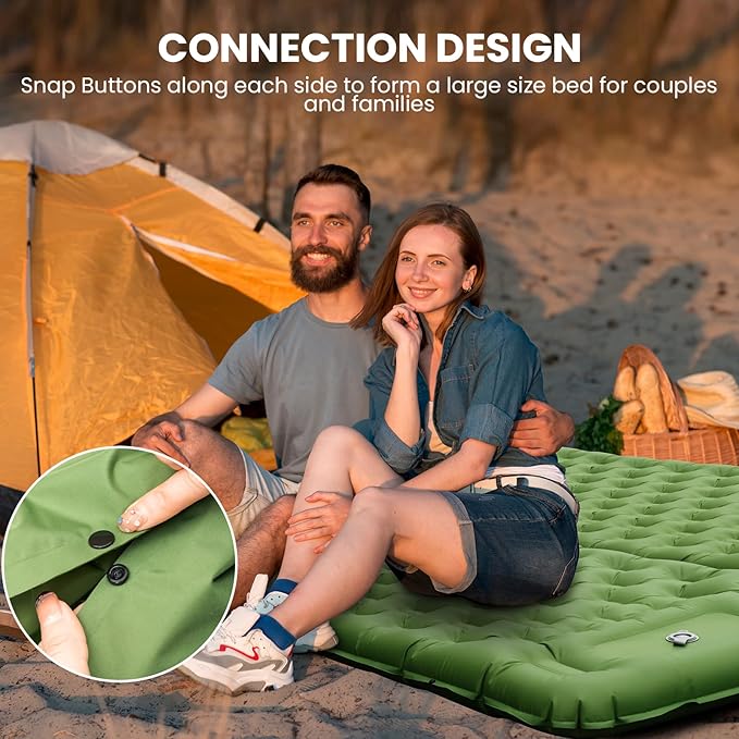 iNeibo Camping Sleeping Pad, Ultralight Inflating Mattress With Pillow & Foot Pump, Ultra-Thick Enhanced Support for Hiking, Backpacking, Tent, Car Traveling