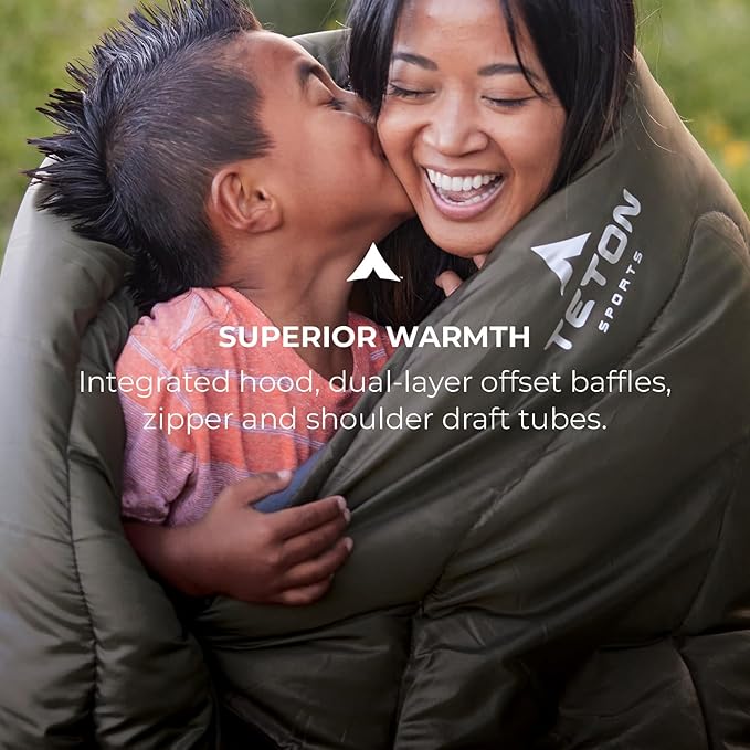 Teton Celsius XXL Sleeping Bag, Cold Weather Sleeping Bags for Adults and Kids, Camping Made Easy and Warm. Compression Sack Included, 35F, 25F, 0F, 20F Degree