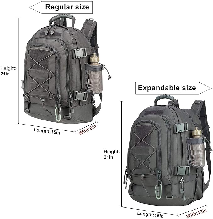 Tactical Backpack Military Army Daypack - Assault Pack for Men Molle Backpacks Bug Out Bag 3 Day Pack for Hiking Camping Travel Hunting Rucksack Trekking Grey