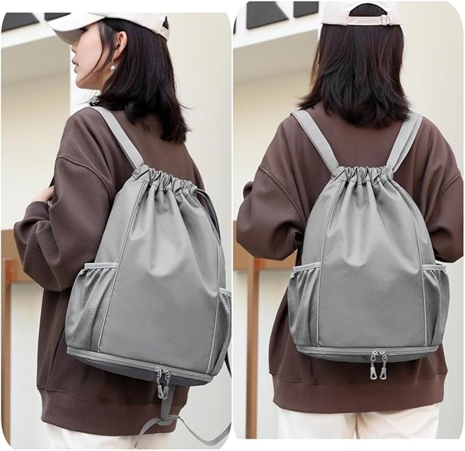 BLIRITEL Drawstring Backpack Sports Gym Bag, Soccer Backpack, Waterproof Soccer Bag for Men Women, String Basketball Bag Football Volleyball Backpack