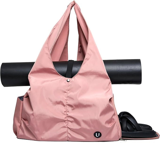 Gym bag with yoga mat holder Gym Bag for Women yoga bag with Shoes Compartment and Wet Dry Storage Pockets with Adjustable (pink)