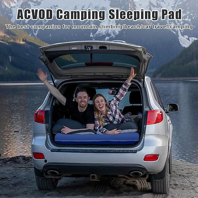 Double Sleeping Pad, Self Inflating 4.7'' Extra Thick for 2 Person Built-in Pump, Portable Camping Mattress Sleeping Mat for Backpacking Hiking Tent Travel