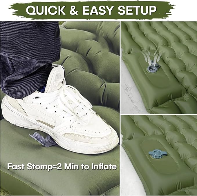 IFORREST Self-Inflating Double Sleeping Pad - Fast 60s Foot Pump 2 Person Ultralight Air Mattress - Ideal for Camping, Hiking and Backpacking