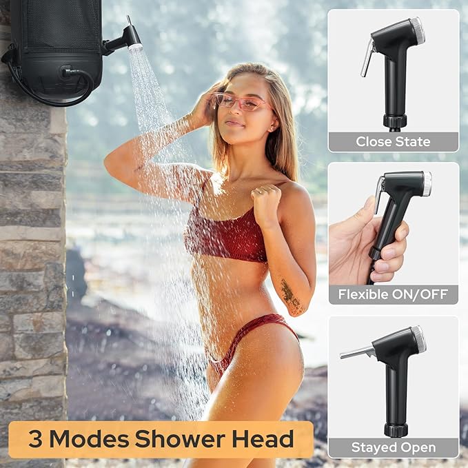 Solar Shower Bag, 5 Gal/3 Gal Portable Shower Bag for Camping, Solar Heating Outdoor Shower Bag, Upgraded Thickened Material Tear & Leak Proof, Camping Shower Bag for Traveling, Surfing