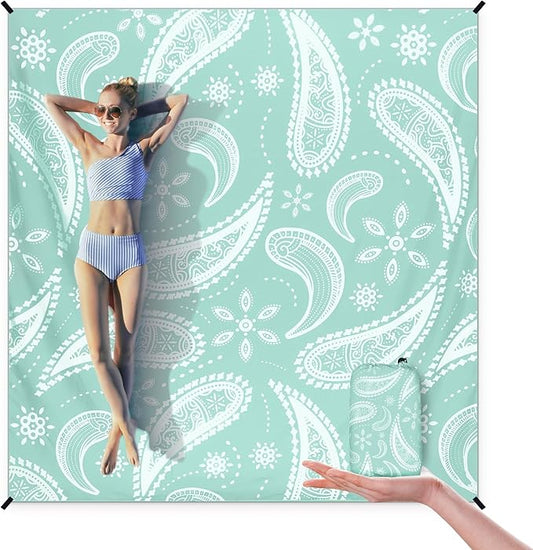 AISPARKY Beach Blanket Waterproof Sandproof Quick Drying Beach Mat Extra Large Outdoor Picnic Blanket for Travel Camping Hiking