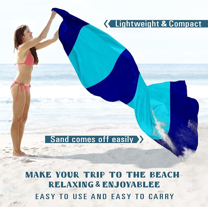 Beach Blanket Sandproof Waterproof 78''×81''1-5 Adults Oversized,Compact Lightweight Durable Beach Mat for Travel Camping Hiking Picnic Blanket