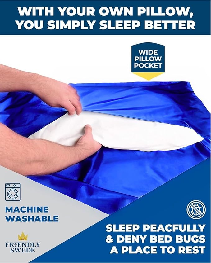 The Friendly Swede Sleeping Bag Liner — Ultralight Polyester or Cold Weather Microfiber Adult Sleep Sack; Thin Travel Sheets for Hotel; Camping Sheets; Travel Sleeping Bag with Pocket-Size Stuff Sack